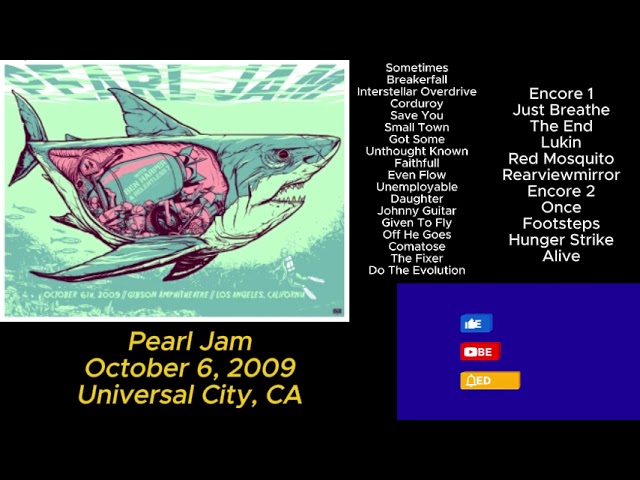 Pearl Jam October 6, 2009 Universal City California Full Show LIVE Music Concert Alternative Grunge