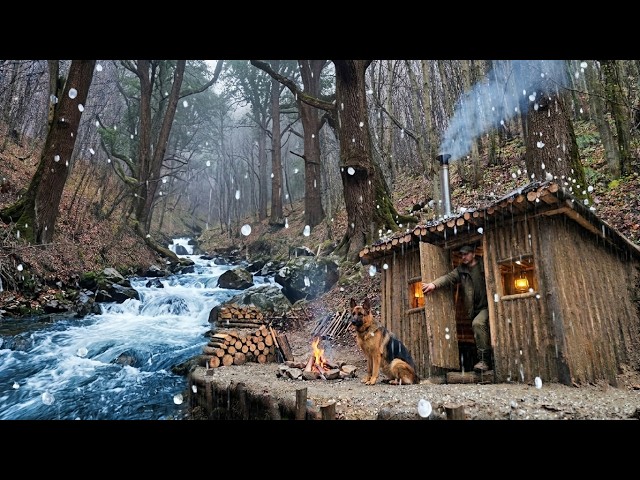 Solo Winter Survival: Heated Rock Bed in the Wild