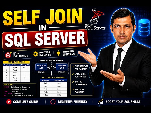 SELF JOIN in SQL Server Explained 🔥 | Employee & Manager Example Step by Step-Part-24