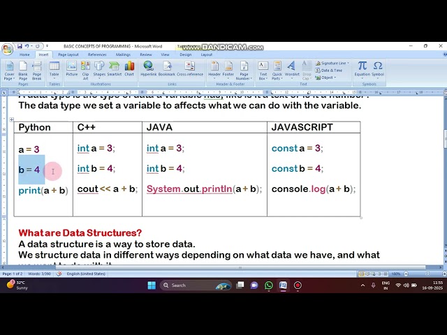 Basic Concepts for Programming