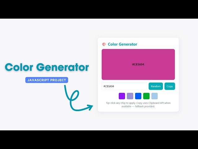 Random Color Generator with Copy Feature | HTML CSS JavaScript