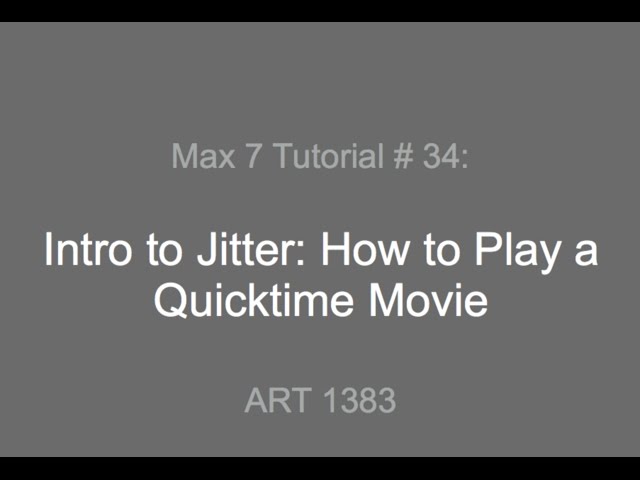Max 7 Tutorial # 34: Intro to Jitter