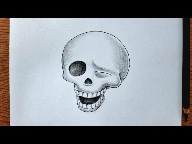 How To Draw A Skull Emoji || Easy Pencil Drawing Tutorial