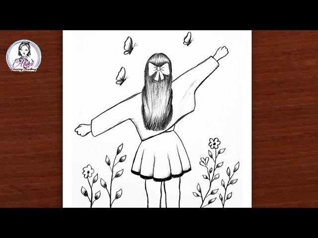 Beautiful Back Side Girl Drawing Easy | Pencil Sketch Step by Step