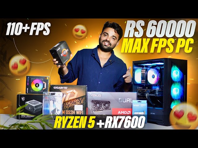 ₹60K High FPS Gaming PC Build 2025 💥  Ryzen 5 + RX 7600 🔥🎮