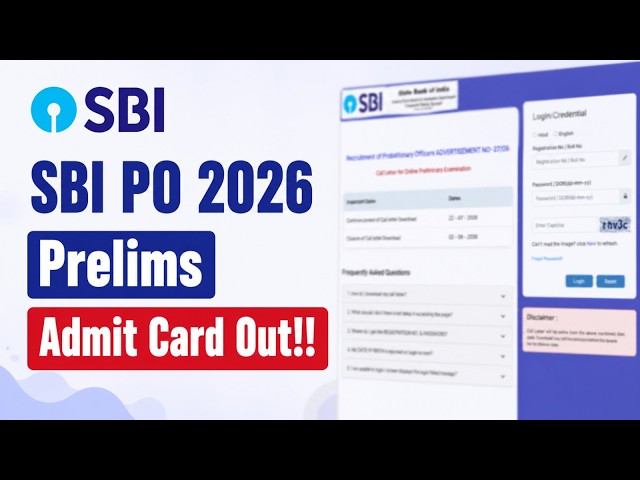 SBI PO 2026 Prelims Admit Card Out: Download Link and Exam Details