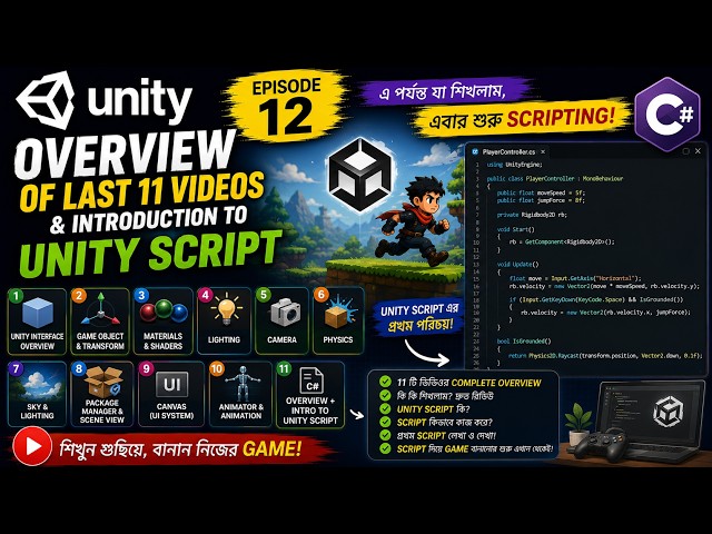 Unity Bangla Tutorial #12 | Unity C# Scripting Introduction & Course Recap | NSD World