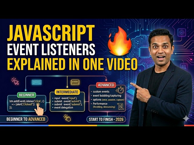 JavaScript Event Listeners Explained in ONE Video 🔥 Beginner to Advanced