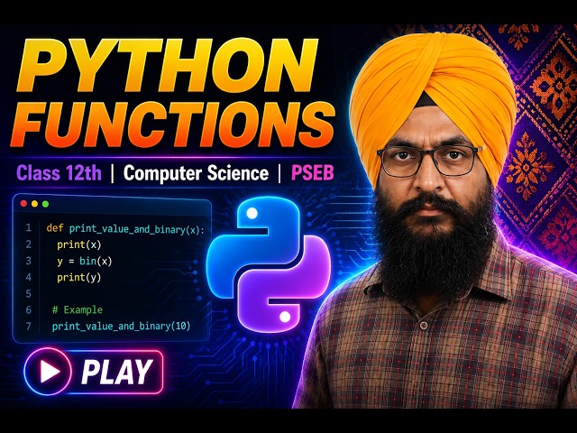 Python Functions in Punjabi | Class 12 Computer Science New Syllabus PSEB 2026