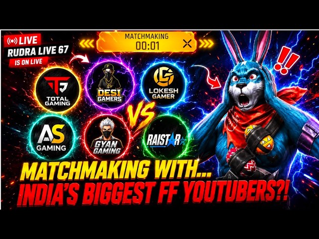 🔴 RUDRA LIVE MATCH MAKING WITH BIG YOUTUBERS | FREE FIRE  Road to 100K Subscribers! Come Join ❤️