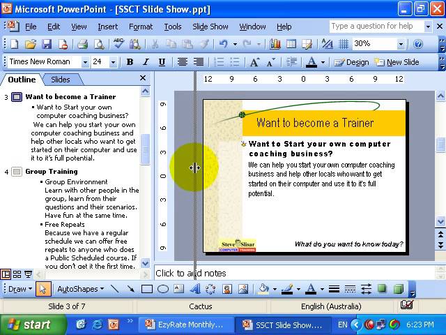 401106 PowerPoint Training Course - Re arranging the screen