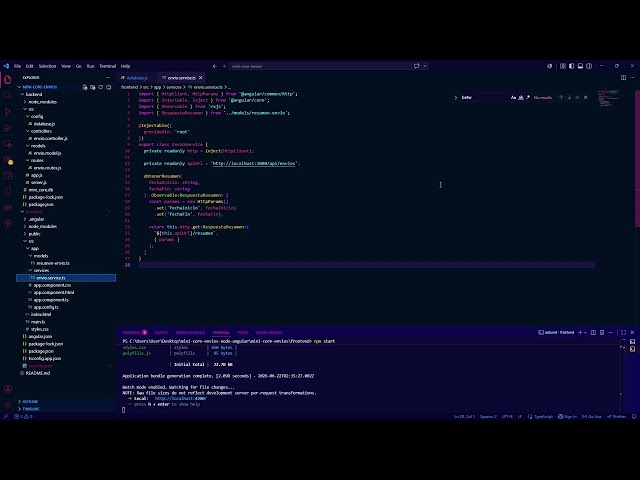 Mini Core Envíos || Node js / express + Angular