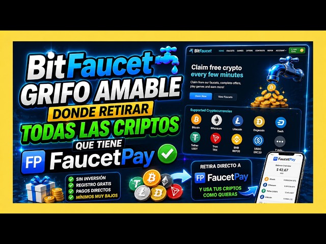 💰 BitFaucet: Grifo Amable y Sin Inversión | Puedes retirar todas las criptomonedas de FaucetPay