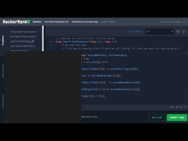 HackerRank Interview Prep - Problem 13: Count Triplets