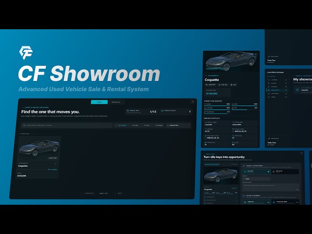 CF SHOWROOM | ColdFire Scripts | Used Vehicle Sale & Rental System for Fivem RP [Qbox/QBCore/ESX]