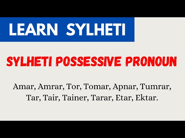 Possessive Pronouns in Sylheti. Basic Sylheti Language for beginners. (Sylheti Nagri)