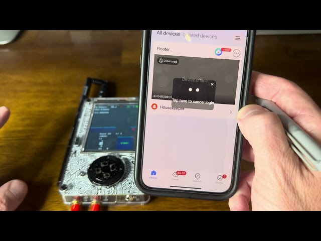 HackRF with Portapack running Mayhem Firmware and the Hopper App to disrupt signal on a wireless cam