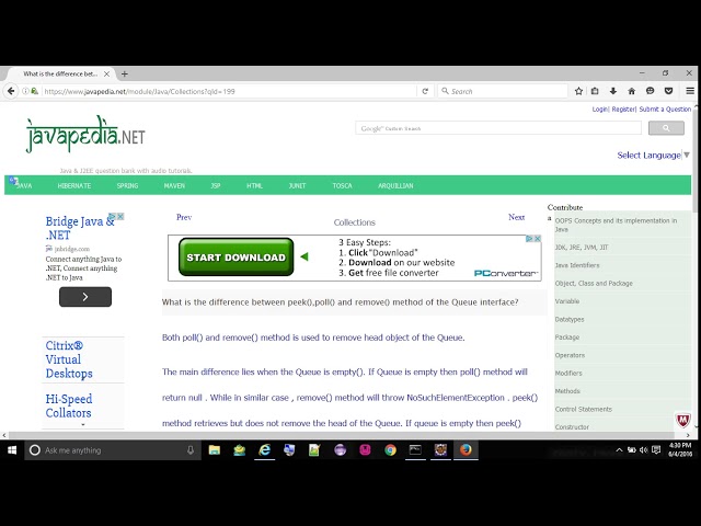 Difference between peek(),poll() and remove() method of the Queue interface? - javapedia.net