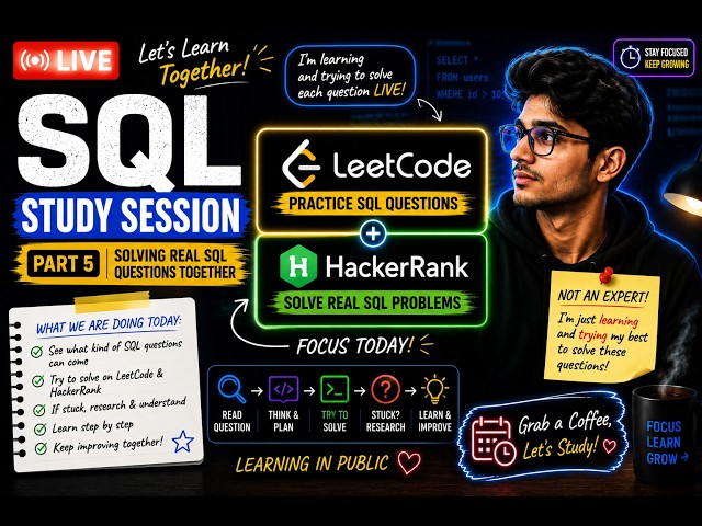 SQL Study Session | Part 5 | Solving SQL Questions on LeetCode & HackerRank|Pomodoro Study With Me
