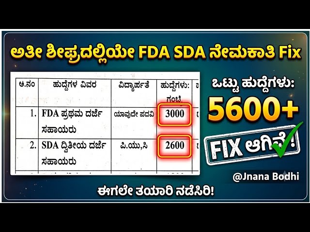 FDA SDA RECRUITMENT 2026| KEA FDA SDA New Notification Latest News Update KPSC UPCOMING NOTIFICATION