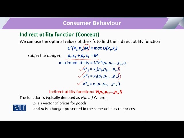Consumer Choices: Indirect Utility Function | Microeconomic Analysis | ECO614_Topic085