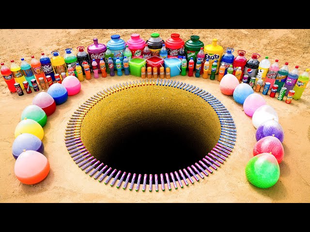 EXPERIMENT: Giant Balloons from Toothpaste Eruption with Cola, Fanta vs Mentos in big Underground