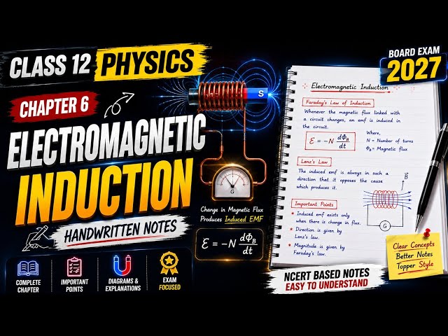 Class 12 Physics Chapter 6 | Electromagnetic Induction | Handwritten Notes | Board Exam 2027