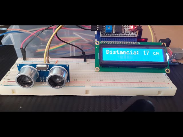 Create a distance meter using the HC-SR04 sensor, Arduino UNO R3, and an LCD screen