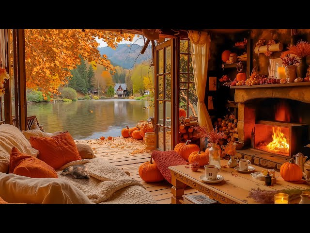 Cozy Cabin in the Autumn Forest - Smooth Jazz Melodies for Relaxation and Deep Sleep | Live 24/7