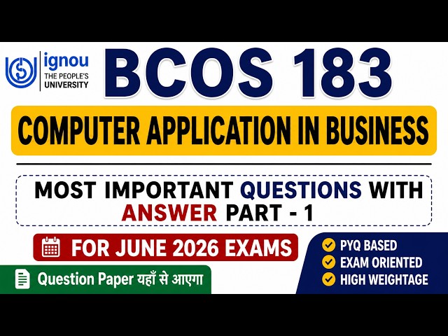 BCOS 183 Important Questions JUNE 2026 in English | IGNOU BCOS 183 Question Paper 2026 #bcos183