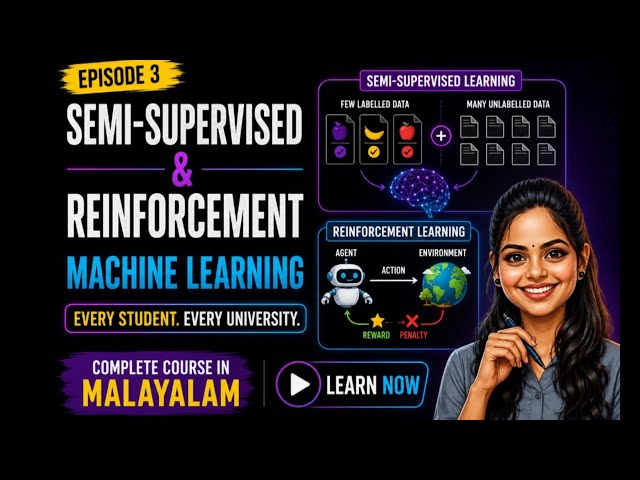 Semi-Supervised & Reinforcement Learning Made Easy | Malayalam | Episode 3 #cse 