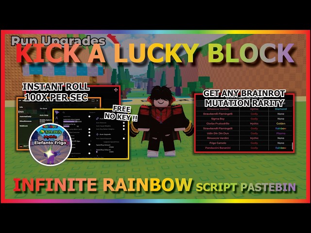 KICK A LUCKY BLOCK Script Pastebin 2026 AUTO FARM, INSTANT GET RAINBOW & MORE (100X ROLL / SEC) 💪🍀