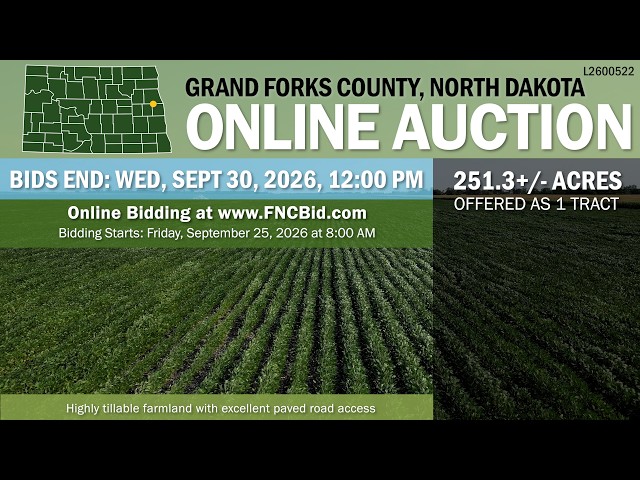 Online Only Auction | 251.3 +/- Acres, Grand Forks County, ND