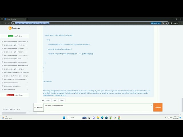 java throw exception method