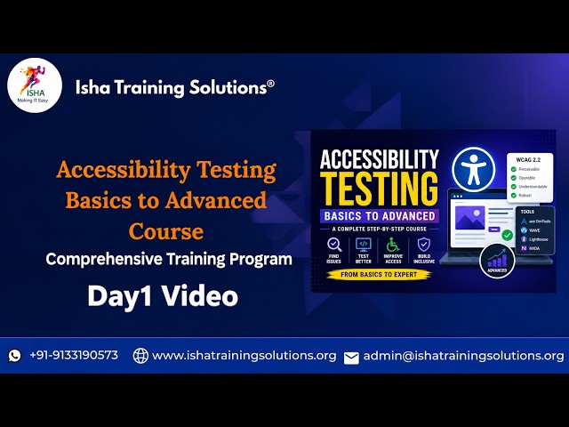 Accessibility Testing Day 1 on 8th September. Pls Call or WhatsApp us on +91-9133190573 to enroll.