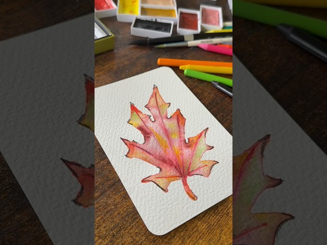 How to Paint a Maple Leaf 🍁 | Easy Watercolor + Mixed Media Tutorial