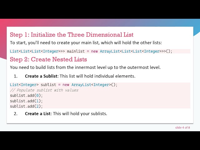 Creating a Three Dimensional List in Java