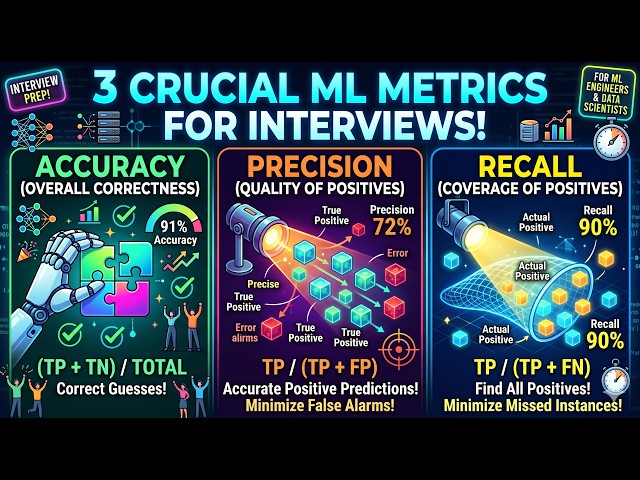 Accuracy vs Precision vs Recall Explained Simply | AI & Machine Learning Interview Questions