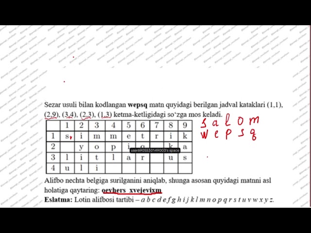 Sezar usulida kodlash