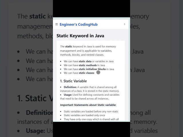 Static Keyword in Java Explained in 60 Seconds | Java Interview Question | Java Tutorial