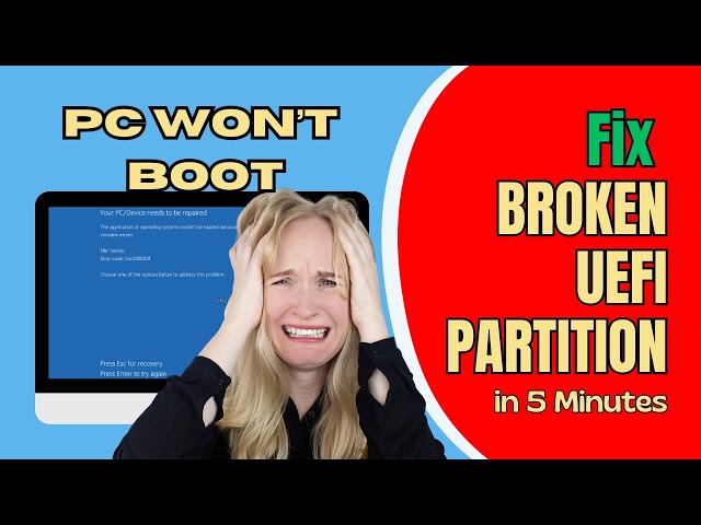 Fix UEFI Partition When Windows 10 and 11 Won't Boot