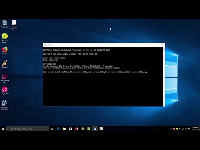 how to create insert and select data in sql database