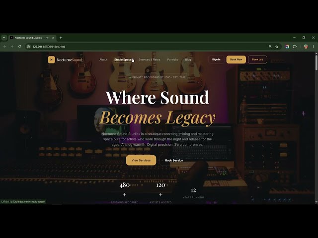 Build a Modern Recording Studio Website Using HTML CSS JavaScript | Premium UI Design |