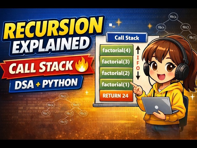 Recursion in DSA using Python | Complete Explanation with Examples | Beginner to Advanced