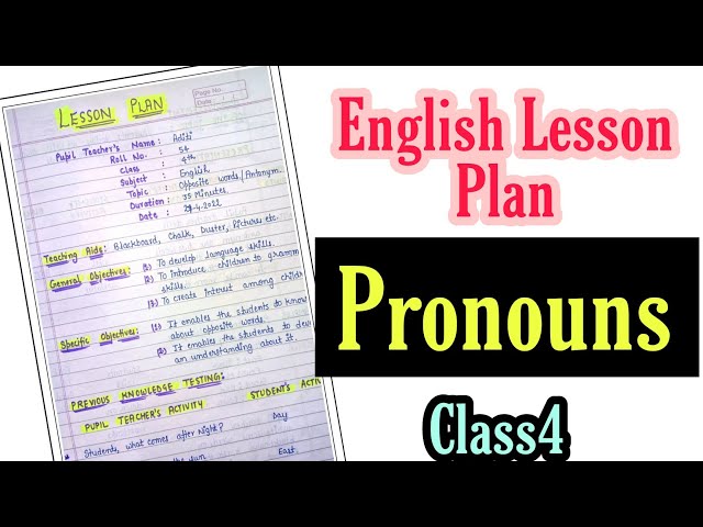 English Lesson Plan for JBT/D.El.Ed -- Pronouns -- Class 4 || Lesson Plan 17 || An aspirant!