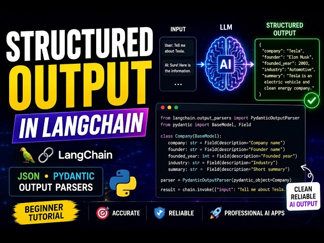 Structured Output in LangChain Explained | JSON, Pydantic & Output Parsers (Beginner Tutorial)