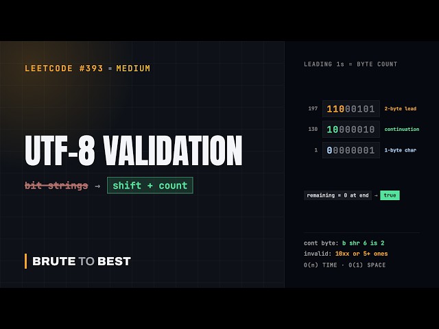 LeetCode #393: UTF-8 Validation, Bit Shifts and a Byte Counter