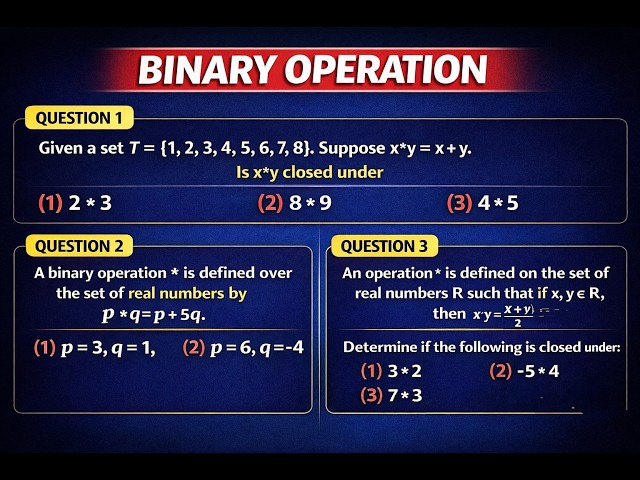 Introduction to Binary Operation/ Closure properties