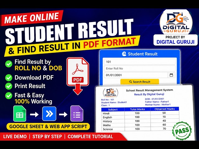 How to Make an Online Student Result System Using Google Sheets & Web App Script | Complete Tutorial