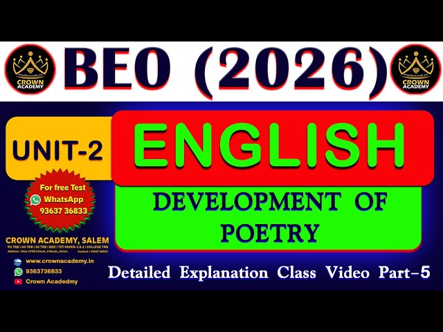 BEO 2026 - UNIT II - HISTORY OF ENGLISH (DEVELOPMENT OF POETRY)